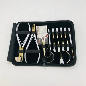 White Gold Wholesale Hair <b>Extension</b> Tools Kit With multi functional pliers and Tape in Press pliers with Loop Tool Hook and <b>Clip</b> - Product Image 6