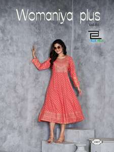 Vestido de rayón Kurti de 14Kg para mujer, diseño impreso de lámina, festivales de boda de alta demanda, recepciones, ropa India pakistaní - Product Image 4