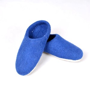 Premium Blue Felt Warm Disposable Soft <b>Slippers</b> Sustainable Comfortable Indoor Footwear Men Women Genuine Leather Lining Cotton - Product Image 1