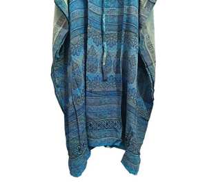 Blue color latest design Kimono Robe Plus Size Bikini Cover Night Wear Long Handmade Indian Vintage <b>Recycled</b> Silk Sari made - Product Image 2