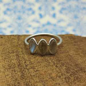 Minimaliste Triple Pierre Lunette Anneau Labradorite Gemstone Marquise Forme 925 En Argent Sterling Casual Wear Cadeau De Mariage Anneau Elle - Product Image 1