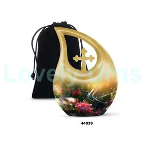 Meilleure vente Grande urne adulte de crémation d'oiseau colibri goutte de larme pour cendres humaines Urne croisée décorative avec sac en velours gratuit - Product Image 3