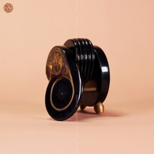 Juego de Té de Madera Artesanal para 6 Tazas, Negro y Dorado, Arte Naqshi, Elegante, Duradero, de Lujo, Regalo Perfecto - Product Image 3