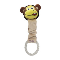 Jouet sonore interactif en tissu pour chiens, en forme de singe, durable, à tirer et à mâcher, vente en gros d'usine