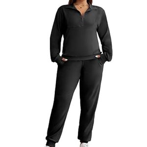 Ensemble de survêtement pour femmes, 2 pièces, imprimé, grande taille, léger, respirant, fermeture éclair, pour la course à pied - Product Image 2