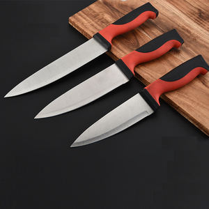 มีดสำหรับเชฟในครัวสำหรับตัดผลไม้ที่มีด้ามจับสีแดงสีดำ - Product Image 2
