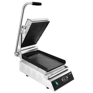 Prensa para panini comercial de alta resistencia - 2.8kW - Digital - Placas: acanaladas superior e inferior - Área de asado: 223x380mm - Product Image 4