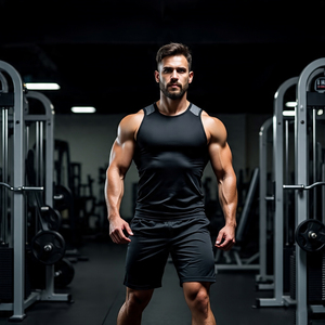 <b>Men's</b> 100% Cotton Gym <b>Vest</b> Top Custom Bodybuilding Muscle Fit Workout Top Gym Athletic Stringer <b>Men's</b> Tank Top - Product Image 4