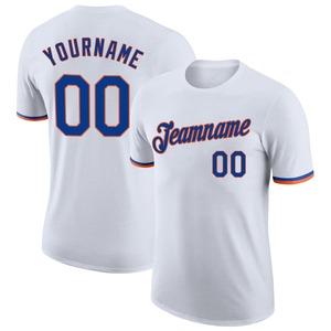 Camisetas directas al por mayor Engro, camisetas de la industria de ropa deportiva, camiseta blanca de rendimiento Royal-Orange personalizada - Product Image 1