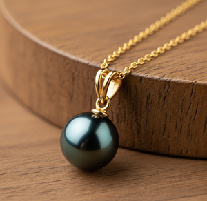 Chaîne délicate en argent Sterling 925 tenue quotidienne bohème perle noire naturelle forme ronde pendentif lunette réglage cristal de guérison - Product Image 6