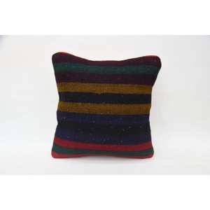 Multicolor Wool Kilim <b>18x18</b> Inch Luxury Decorative Accent Pillow Woven Vintage Pattern Leaves 12x12 Inverted Patchwork Design - Product Image 1