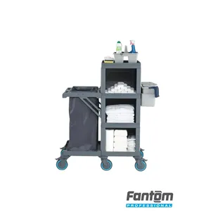 Fantom Procart 400 Acero inoxidable resistente 800 LB Capacidad Hospital Escuela Dormitorio Residencia Restaurante Limpieza Carro de piso - Product Image 1
