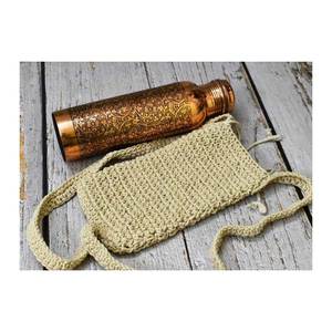 Mini Kids Copper Bottle Handmade Eco-Friendly Reusable BPA Free Direct Drinking Indian Stylish Leaf Printed Gym Fancy Bottle - Product Image 1