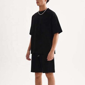 กางเกงขาสั้นสองชิ้นระบายอากาศสไตล์สตรีทของผู้ชายชุดเสื้อยืด100% ผ้าฝ้ายขนาดใหญ่พิเศษสำหรับฤดูร้อน - Product Image 5