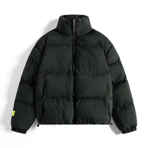 2025 Customizable Men's High Street Style Winter Puffer Jacket Breathable <b>Waterproof</b> <b>Warm</b> Stand Collar Front Logo Letter Pattern - Product Image 1