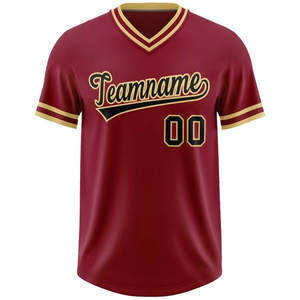 Conception personnalisée broderie lettre chemises de sublimation col en v hommes pull baseball jersey bouton moins chemises de softball - Product Image 4