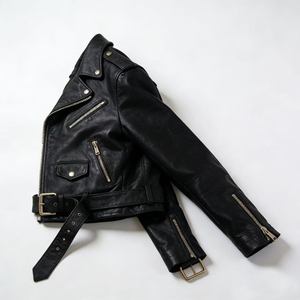 Chaqueta de Motociclista de Cuero Genuino para Hombre, Corte Ajustado, Cierre de Cremallera Corta, Cuello Camisero, Prenda Exterior de Cuero Personalizada - Product Image 2