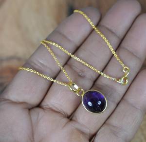 Pendentif en améthyste, argent sterling 925, plaqué or 14 carats, collier en pierres précieuses, bijoux faits à la main, cadeau pour femmes - Product Image 4