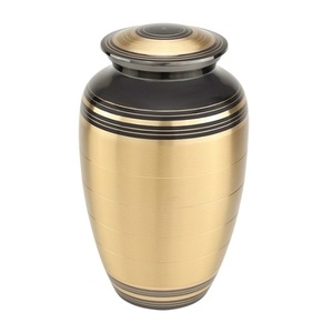 Urnas de cremación para adultos de oro clásico de latón Athena de alta calidad, urnas funerarias de Metal con acabado negro para cenizas humanas - Product Image 1