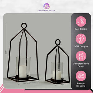 Vajilla de calidad superior, portavelas, tarro de Metal fabricado en la India, portavelas Golden Hurricane, a granel - Product Image 4