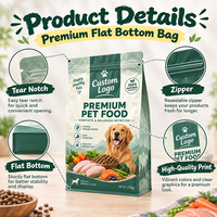 Sac d'emballage en plastique flambant neuf, pochette à fermeture éclair, à fond carré plat, à fermeture éclair, recyclable pour les aliments, les chiens et les chats, 1KG, 2KG, 2.5KG