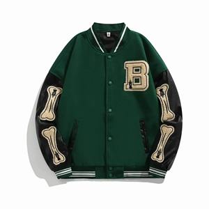 Haute qualité personnalisé ODM OEM 2025 unisexe hiver Letterman université veste col montant toile cuir grande taille vêtements de mode - Product Image 5