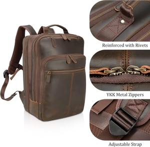 Mochila grande para ordenador portátil Polare de cuero genuino de 17,3 pulgadas, mochila Retro de viaje de negocios de 26L, mochila para ordenador Weekender, características - Product Image 5