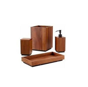 Juego de accesorios de baño de madera Natural de fábrica al por mayor para Hotel en casa para soporte de champú de jabón de baño de Color madera de lujo - Product Image 1