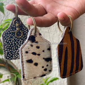 Nouveauté porte-clés en cuir de vachette porte-clés en cuir imprimé vache léopard porte-clés élégants - Product Image 6