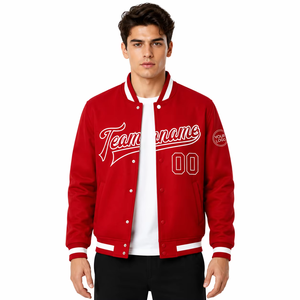 Custom <b>Red</b> <b>Wool</b> Varsity Jacket Men's Baseball Style Embroidered Team Name Number Casual Outerwear Winter Wear Embossed - Product Image 3