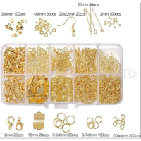 100 pièces de crochets de boucles d'oreilles, anneaux de jonction et attaches pour boucles d'oreilles en laiton, argent et or, 4mm+, assortis, fournitures pour la fabrication de bijoux et la broderie
