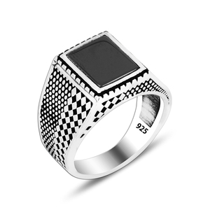 Trendy Beelo Silver Onyx Luxury Men's 925 Silver Ethnic <b>Ring</b> New Art Design Vintage Wholesale Jewelry - Product Image 2