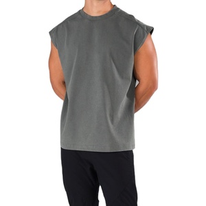 Camiseta sin mangas de verano, estilo jersey, atlética, para culturismo, gimnasio, entrenamiento, yoga, corte holgado, largo, cuello redondo, lisa. - Product Image 4