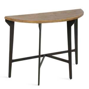 Mesa Consola Moderna de Media Luna con Superficie de Madera y Base de Metal Curvada, Decoración Premium para el Hogar con Acabado Distintivo - Product Image 1