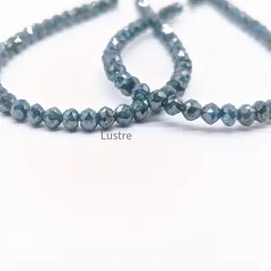 100% 天然蓝色钻石刻面龙德尔珠子3.5-4.5毫米顶级钻石珠宝制作珠子批发制造商