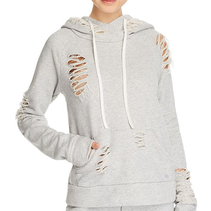 Latest <b>Winter</b> Styles Women Ripped Hole Hoodie New Fashion <b>Top</b> Manufacturer 100% Cotton Front Logo Position Hoodie - Product Image 5