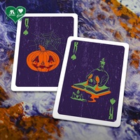 Cartes à Jouer de Poker en Papier Finition Lin, Motif Crâne Pleurant Violet, pour Halloween, 62x88mm, 54 Cartes, Vernis à Base d'Eau, Emballées