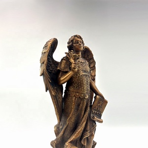 Statue religieuse en résine de l'archange Gabriel, finition bronze personnalisée, sculpture de Saint Gabriel à vendre - Product Image 6