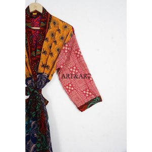 Robe Kimono Vintage Élégante en Soie Pure 100% Séchage Rapide Douce Vêtement de Fête pour Été Automne Printemps Taille Unique Cordon de Serrage - Product Image 3