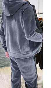 Survêtement en velours pour homme avec ceinture élastique pour l'hiver Oem personnalisé en bas quantité minimale de commande teint en ligne nouveauté survêtement pour hommes - Product Image 6