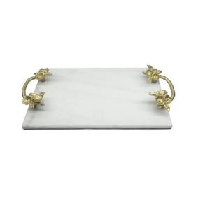 ถาดเสิร์ฟหินอ่อนหรูหราพร้อมที่จับโลหะสไตล์โมเดิร์นสำหรับตกแต่งบ้านโรงแรมหรูหราออกแบบได้ตามต้องการ - Product Image 3