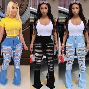 Vaqueros Anchos de Pierna Ancha con Aberturas, Estilo Acampanado, Transpirables, de Cintura Alta, Ajuste Holgado, Diseño Casual con Estampado Y2K, Talla XL - Product Image 5