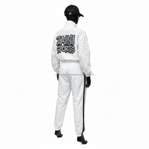 Conjunto de Chaqueta Cortavientos para Mujer, Tejido Suave de Poliéster Blanco con Paneles de Lunares en las Mangas, Logotipo Personalizado Bordado, Chaqueta Cortavientos de Talla Grande - Product Image 5