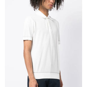 Polo informal de manga corta de verano para hombre, algodón 100% contrastante con borde, transpirable y cómodo - Product Image 4