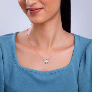 Cadena de eslabones colgante de corazón con lazo de oro rosa Vintage de moda, Material de carcasa de latón de acero inoxidable, circón de diamante, regalo perfecto principal - Product Image 3