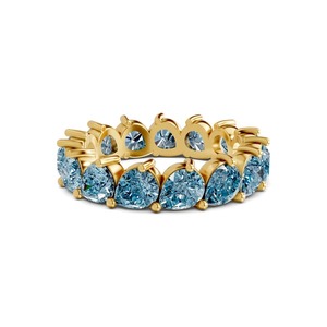 Bague Éternité Précieuse Bleu Glace Poire, Diamant de Laboratoire 2.00 Ct Tw, Or Massif 14K, Couleur Bleu Glace, Pureté VS, 17 Diamants, Modèle Royal - Product Image 1