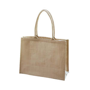 Sac fourre-tout en jute naturel Ecobags, taille moyenne, imprimé par transfert thermique, fermeture éclair, cordon, écologique, pliable, pour les courses quotidiennes et les cadeaux - Product Image 2