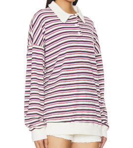 Polos de algodón de alta calidad, camisetas con estampado de logotipo personalizado a rayas de colores contrastantes, venta directa de fábrica, polos para mujer - Product Image 2