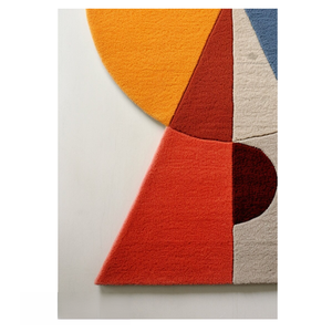 Tapis contemporain de qualité supérieure à motif abstrait à poils hauts, moderne, forme irrégulière en R, touffeté à la main, en laine, résistant aux taches - Product Image 3