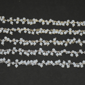 Chaîne de chapelet de grappe de perles de verre plaqué argent arc-en-ciel blanc, chaîne de fabrication de collier de bracelet, chaîne de chapelet de perles à facettes de 3mm - Product Image 4